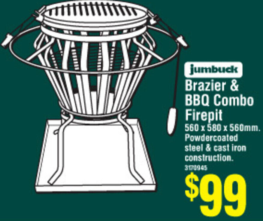Brazier & BBQ Combo Firepit offer at Bunnings