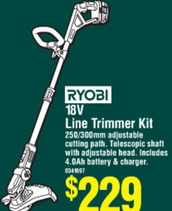 Bunnings Ryobi 18V line Trimmer Kit offer