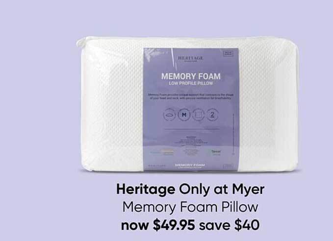 Myer Heritage memory foam pillow offer