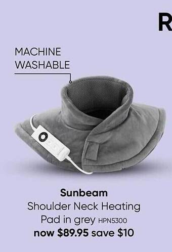 Myer Sunbeam shoulder neck heating pad in grey offer