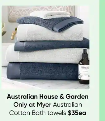 Myer Australian house & garden cotton bath towels offer