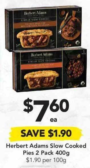 Drakes Herbert adams slow cooked pies 2 pack 400g offer