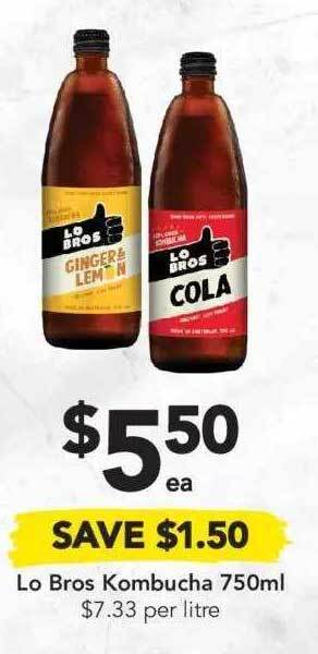Drakes Lo bros kombucha 750ml offer