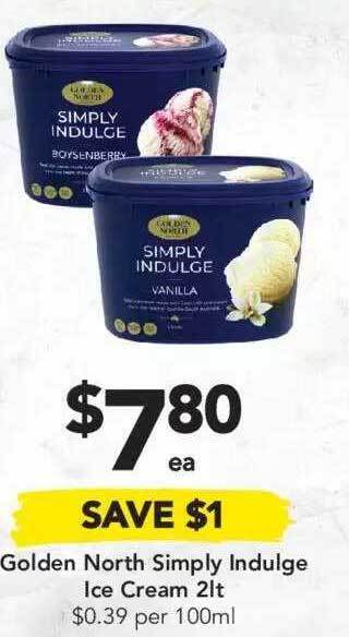 Drakes Golden north simply indulge ice cream 2lt offer