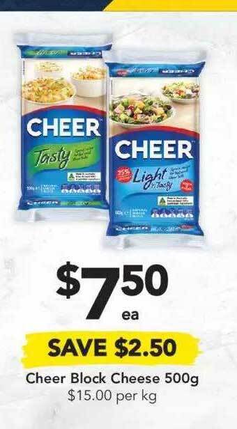 Drakes Cheer block cheese 500g offer