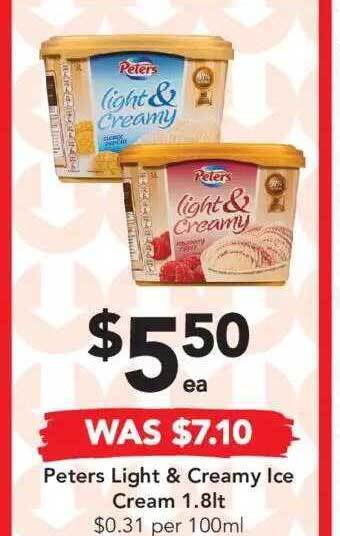 Drakes Peters light & creamy ice cream 1.8lt offer