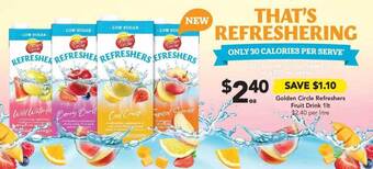 Drakes Golden circle refreshers fruit drink 1lt offer