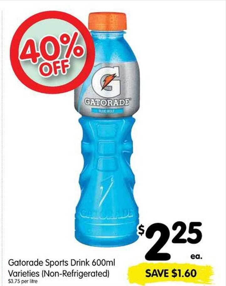 Gatorade sports drink varieties nonrefrigerated offer at Spar