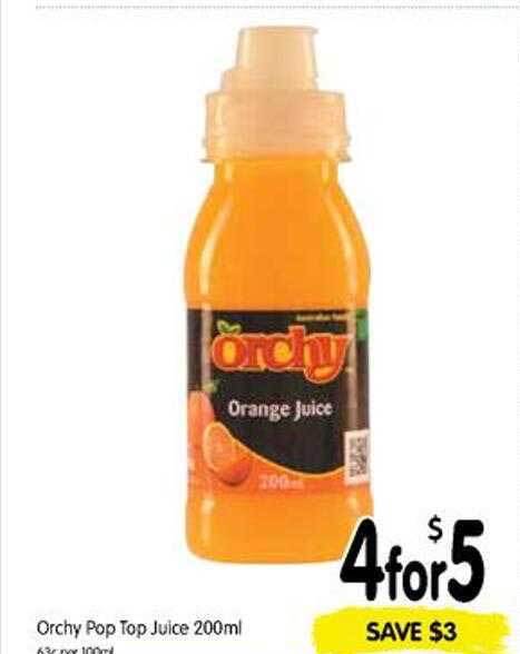 Orchy pop top juice offer at Spar