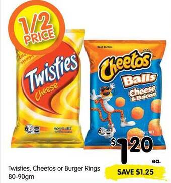 Spar Twisties cheetos or burger rings offer