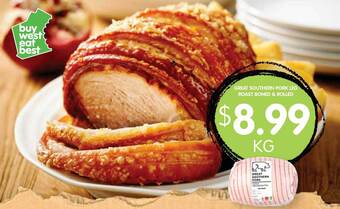 Spudshed Great southern pork leg roast boned & rolled offer