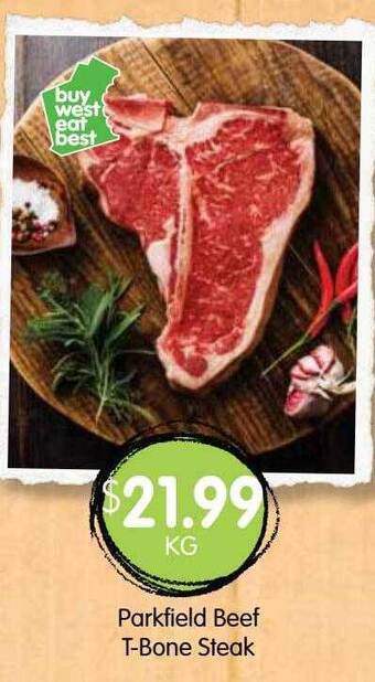 Spudshed Parkfield beef t-bone steak offer