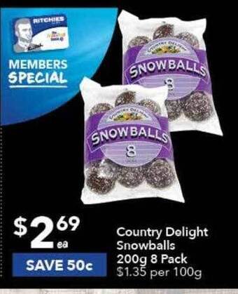 Ritchies Country delight snowballs 8 pack offer