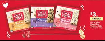 Ritchies Uncle tobys muesli bar varieties offer