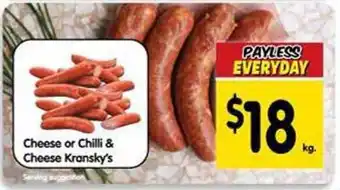Spar Cheese or chilli & cheese kransky's offer