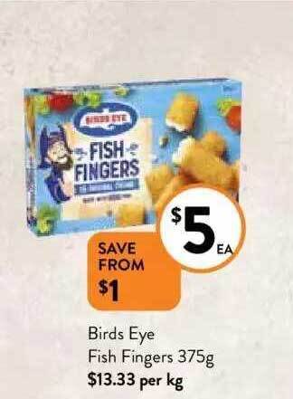Foodworks Birds eye fish fingers offer