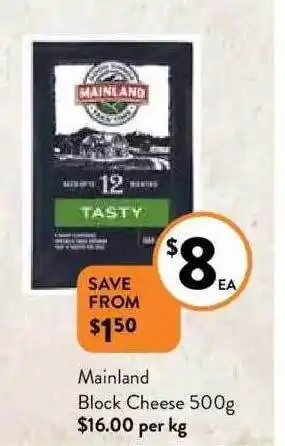 Foodworks Mainland block cheese offer