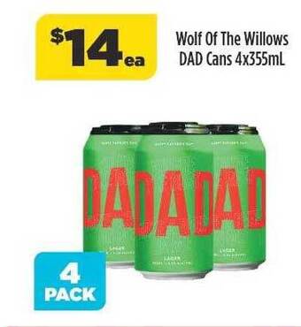 Liquorland Wolf of the willows dad cans 4x355ml offer