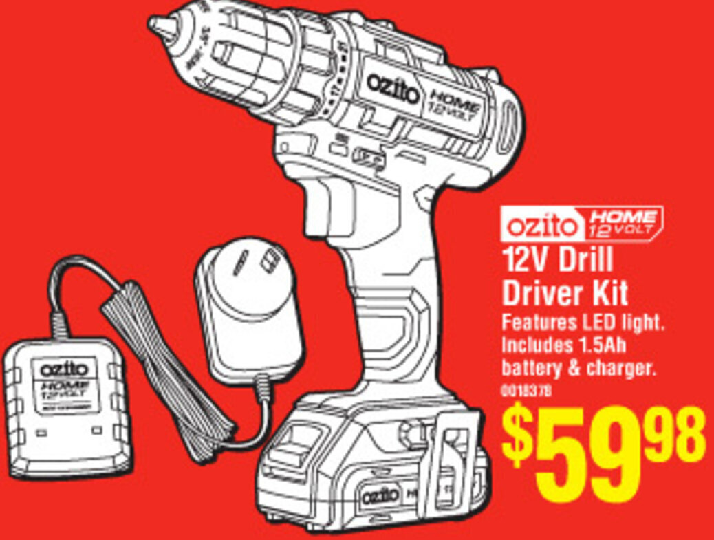Ozito 12V Drill Driver Kit offer at Bunnings