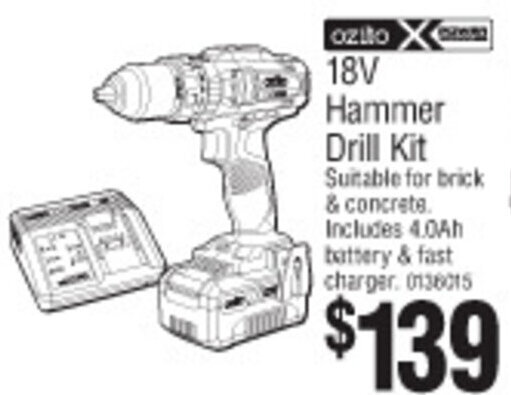 Ozito 18V Hammer Drill Kit offer at 