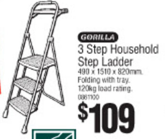 Bunnings Gorilla 3 Step Household Step Ladder offer
