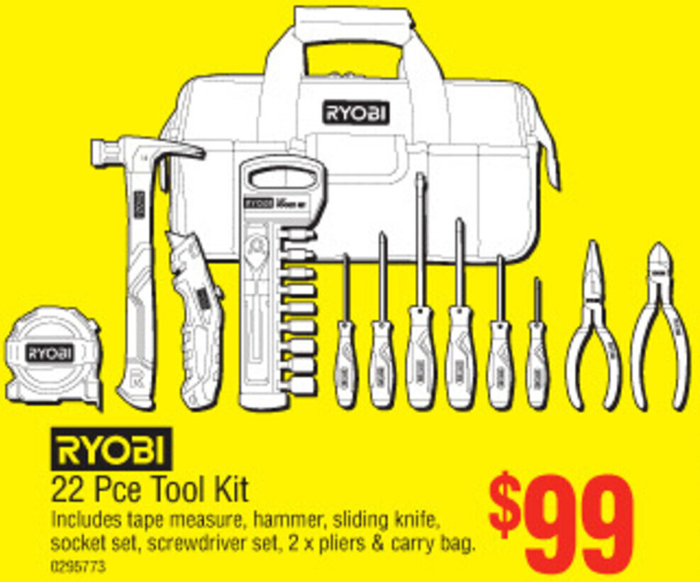 Ryobi 22 Pce Tool Kit offer at Bunnings