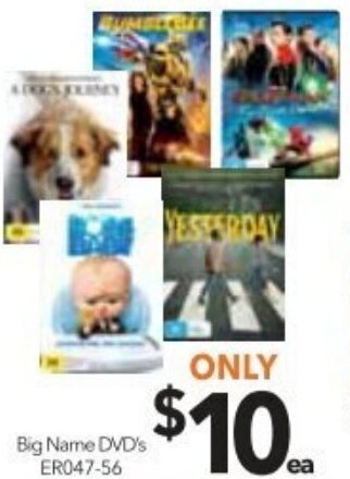 Cheap as Chips Big Name DVD's offer