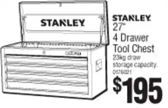 Bunnings Stanley 27" 4 Drawer Tool Chest offer
