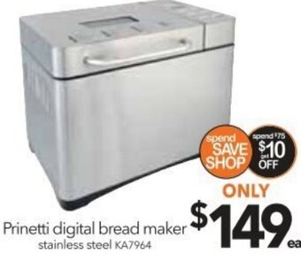 Cheap as Chips Prinetti Digital Bread Maker offer