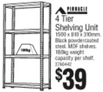 Bunnings Pinnacle 4 Tier Shelving Unit offer