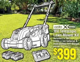 Bunnings Ozito 18V Telescopic Lawn Mower Kit offer