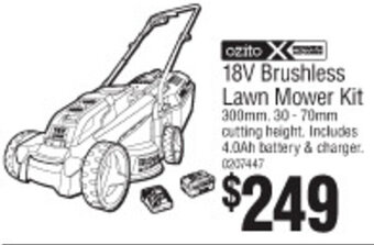 Bunnings Ozito 18V Brushless Lawn Mower Kit offer