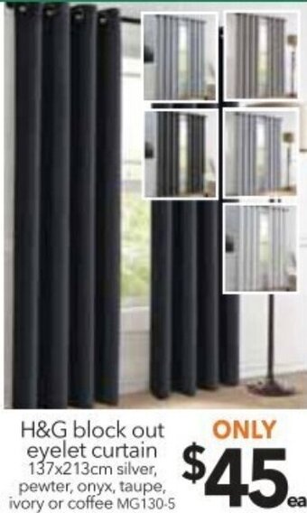 Cheap as Chips H&G Block Out Eyelet Curtain 137x213cm offer