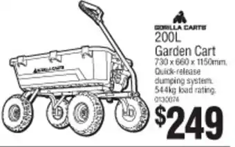 Bunnings Gorilla Carts 200L Garden Cart offer