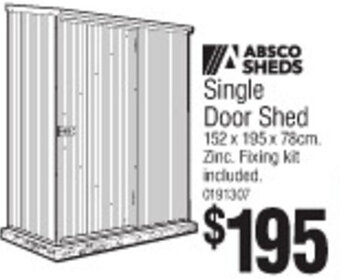 Absco Sheds Single Door Shed