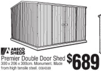 Absco Sheds Premier Double Door Shed