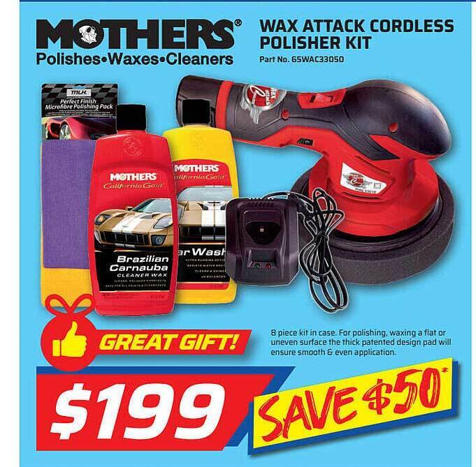 Auto One Wax attack cordless polisher kit mothers offer