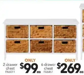 Cheap as Chips 2 drawer chest, 6 drawer chest offer