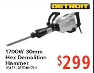 1700w 30mm hex demolition hammer