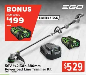 Total Tools 56v 1x2.5ah 380mm powerload line trimer kit offer