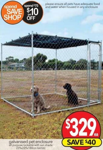 Cheap as Chips Galvanised Pet Enclosure 229x229x180cm offer