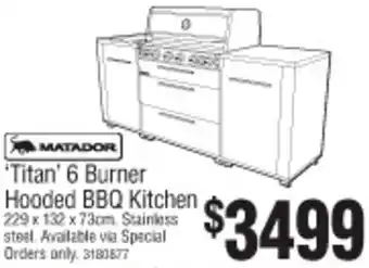 Bunnings Titan 6 Burner Hooded BBQ Kitchen offer