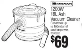 Bunnings 1200W 18L Ash Vacuum Cleaner offer