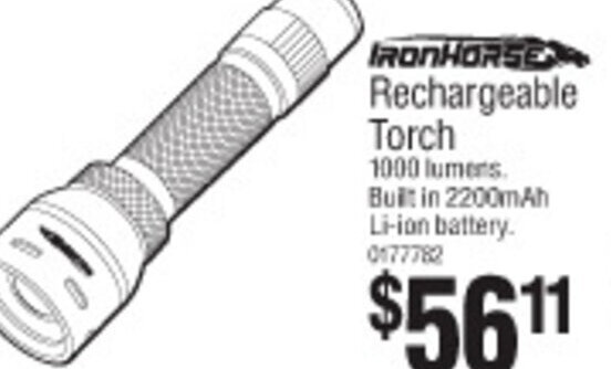 Bunnings Ironhorse Rechargeable Torch offer