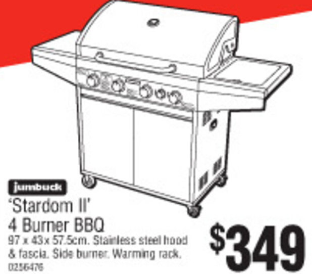 Jumbuck Stardom II 4 Burner BBQ offer at Bunnings