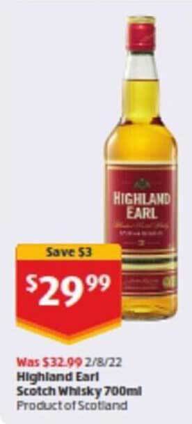 ALDI Highland earl scotch whisky offer