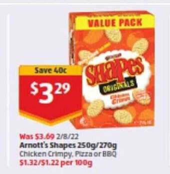 ALDI Arnott's shapes offer