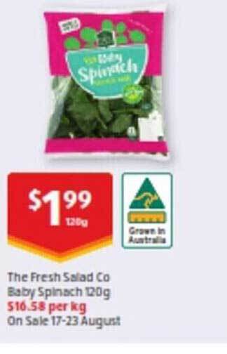 ALDI The fresh salad co baby spinach offer