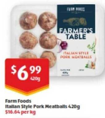 ALDI Farm foods italian style pork meatballs offer