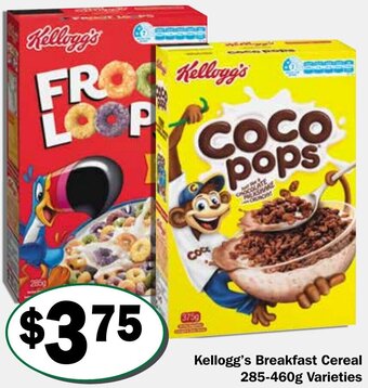 Friendly Grocer Kellogg's Breakfast Cereal 285-460g Varieties offer